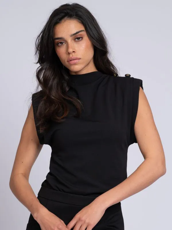 nikkie Aansluitende top met brede schouders en hoge hals