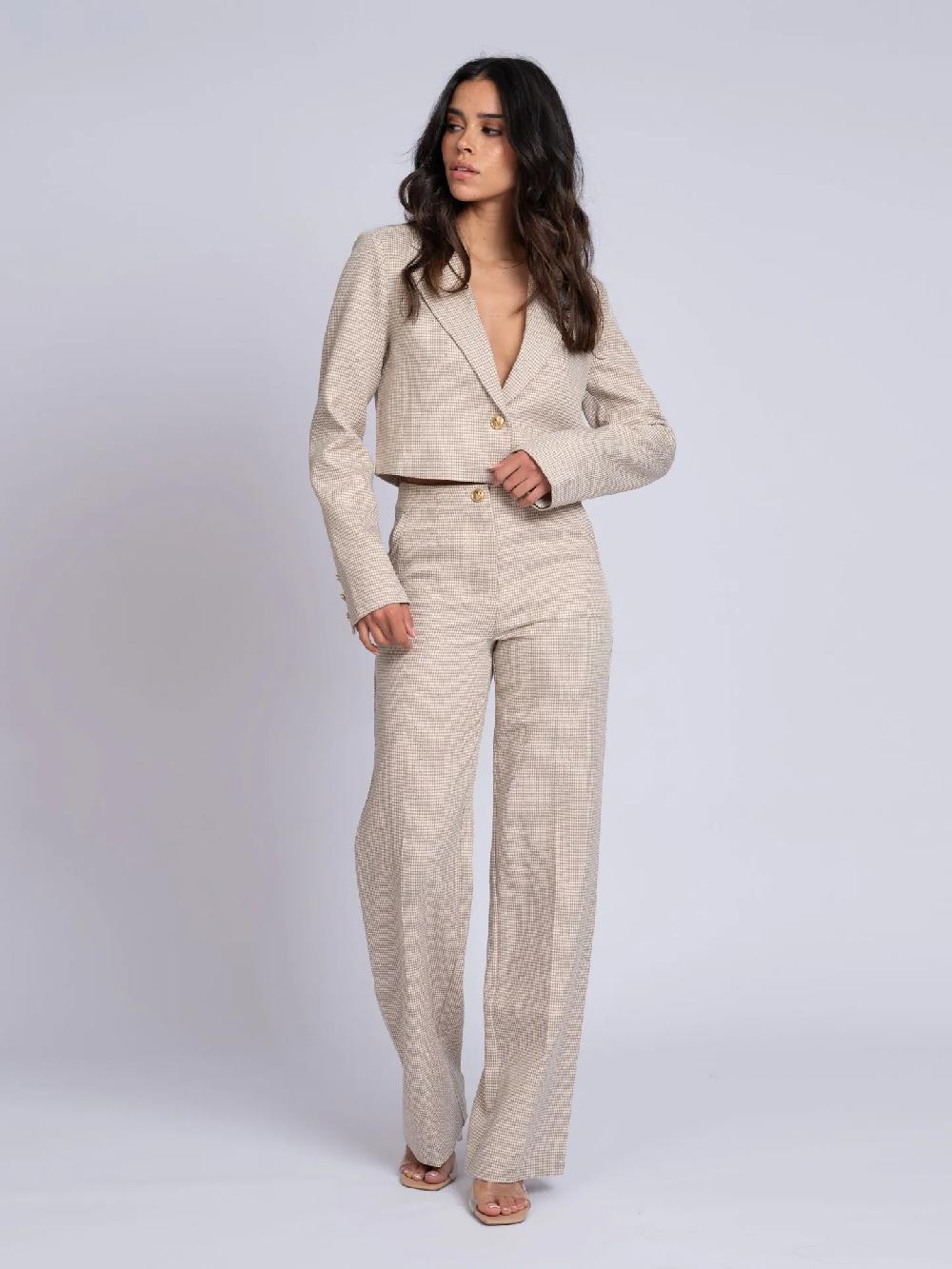 Nikkie Broek Met Pied-de-poule Patroon En Strass Steentjes