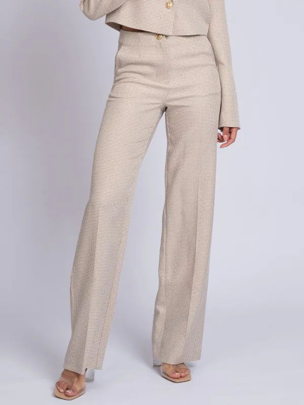 nikkie Broek met pied-de-poule patroon en strass steentjes