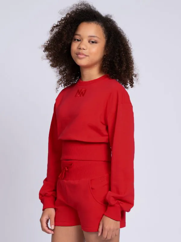 Nikkie Cropped Sweater Met Brede Elastische Tailleband