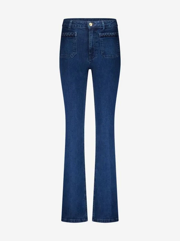nikkie Flared jeans met gevlochten detail bij zakken