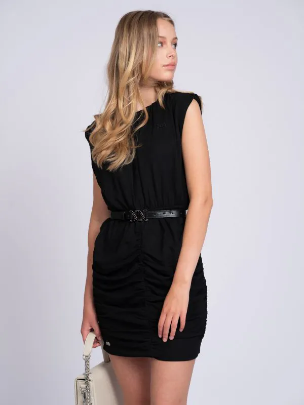 Nikkie Gedrapeerde Jurk Met Kapmouwtjes En Elastische Tailleband