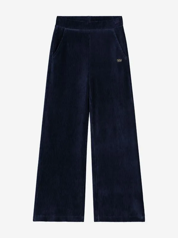 nikkie Geribbelde velvet broek met elastische tailleband