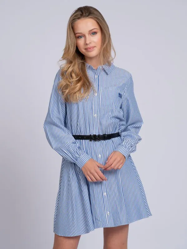 nikkie Gestreepte A-lijn jurk met elastische tailleband