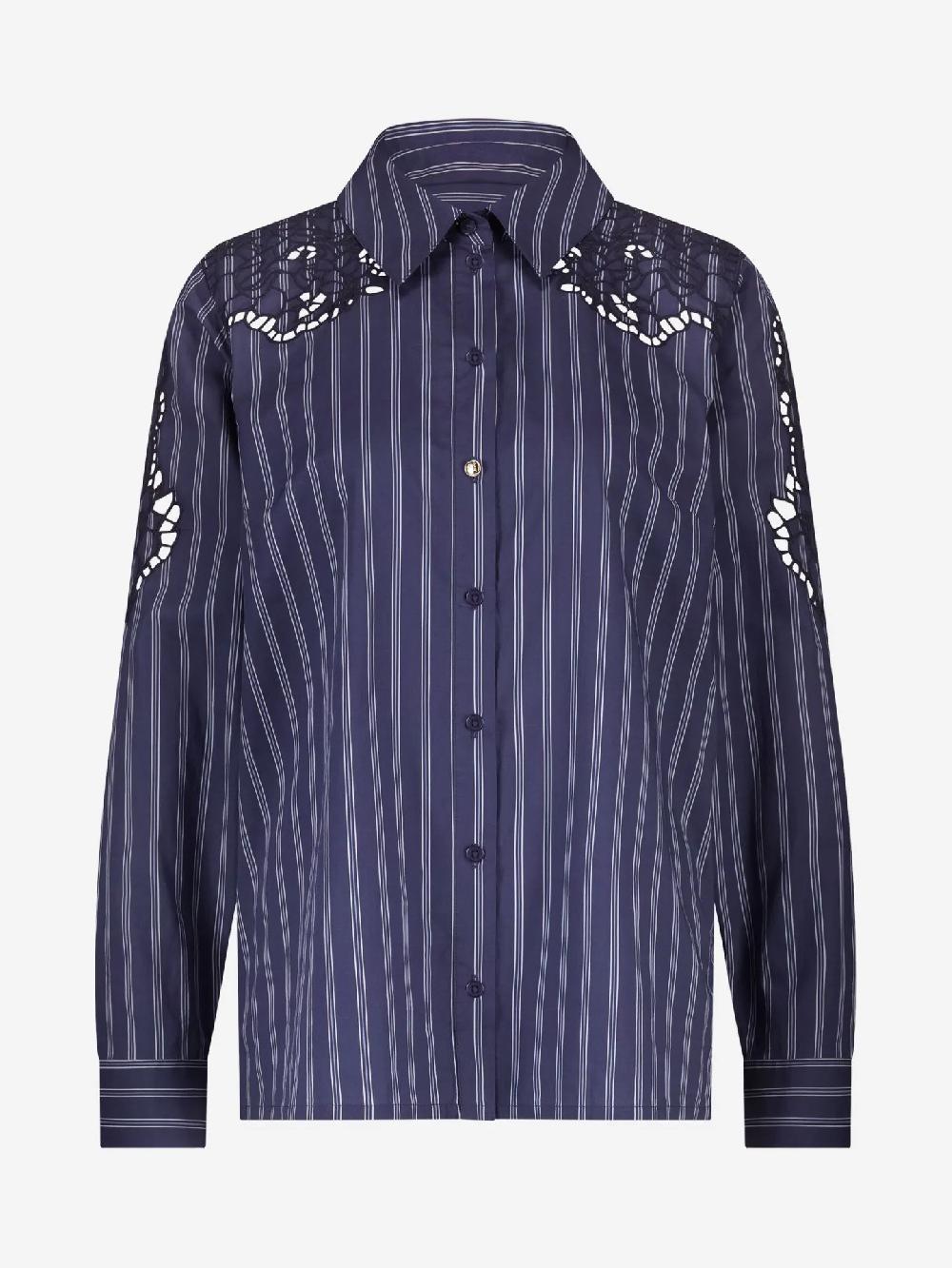 Nikkie Gestreepte Blouse Met Kanten Cut-out Details