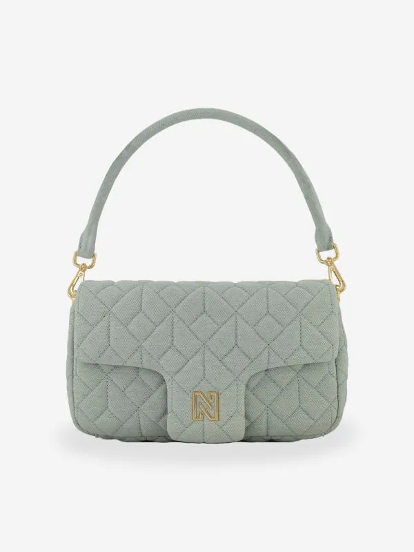 nikkie Gewatteerde schoudertas van denim met N-logo