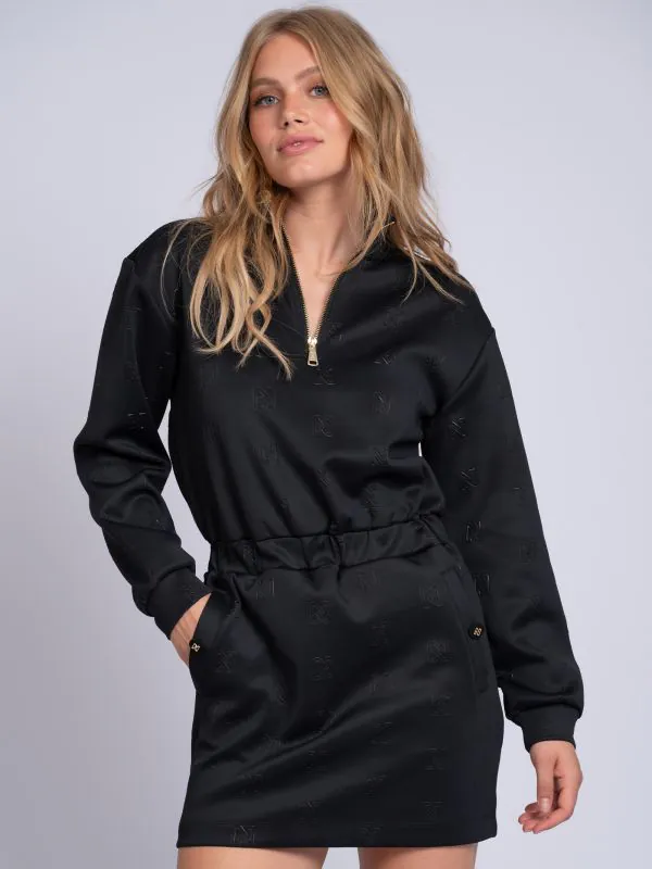 nikkie Jurk met logo patroon en elastische tailleband