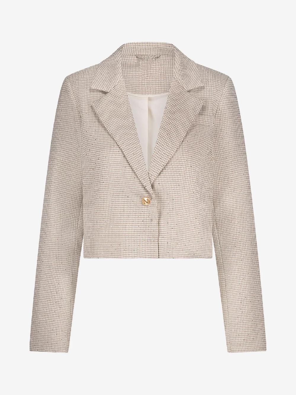 Nikkie Korte Blazer Met Pied-de-poule Patroon En Strass Steentjes