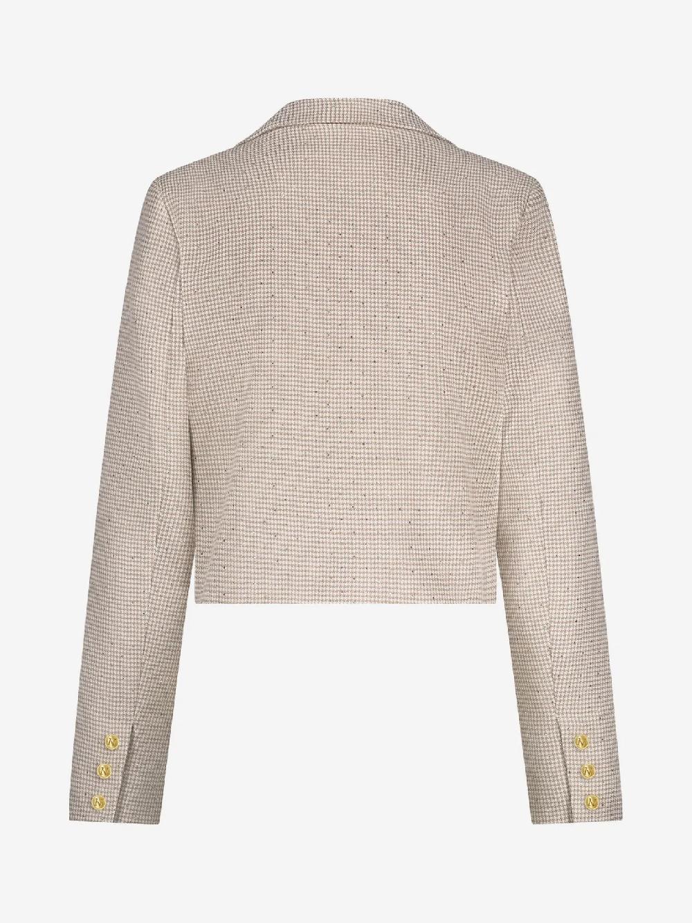 Nikkie Korte Blazer Met Pied-de-poule Patroon En Strass Steentjes