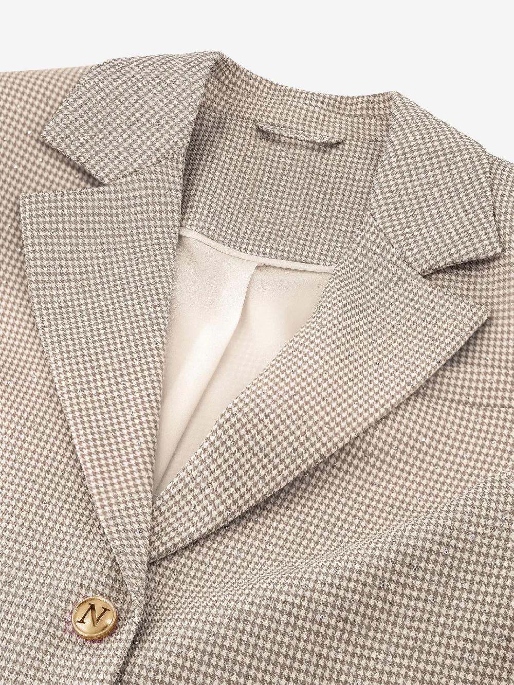 Nikkie Korte Blazer Met Pied-de-poule Patroon En Strass Steentjes