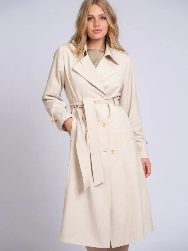 nikkie Lange trenchcoat met melange patroon en ceintuur
