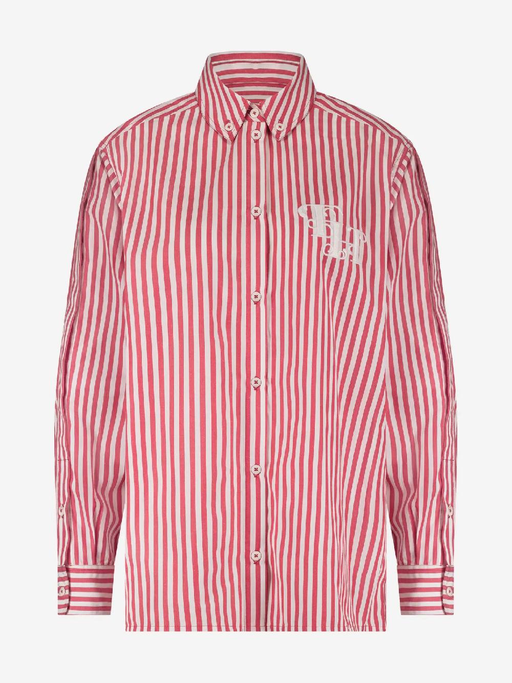 Nikkie Losvallende Gestreepte Blouse Met Geborduurd Logo