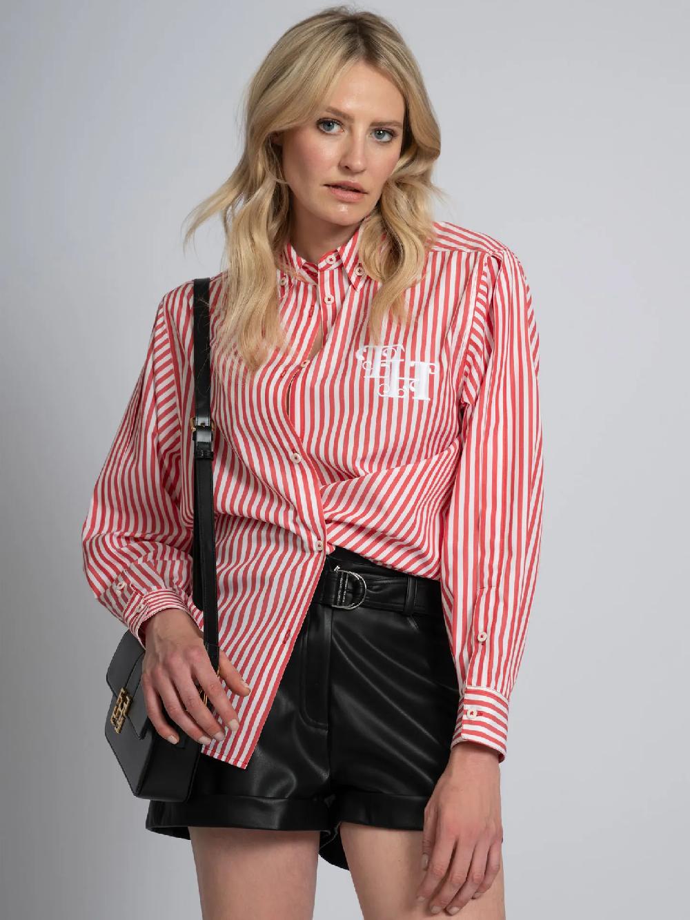 Nikkie Losvallende Gestreepte Blouse Met Geborduurd Logo
