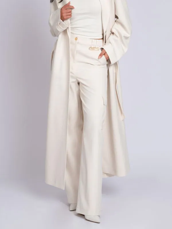 nikkie Losvallende pantalon met logo detail en klepzakken