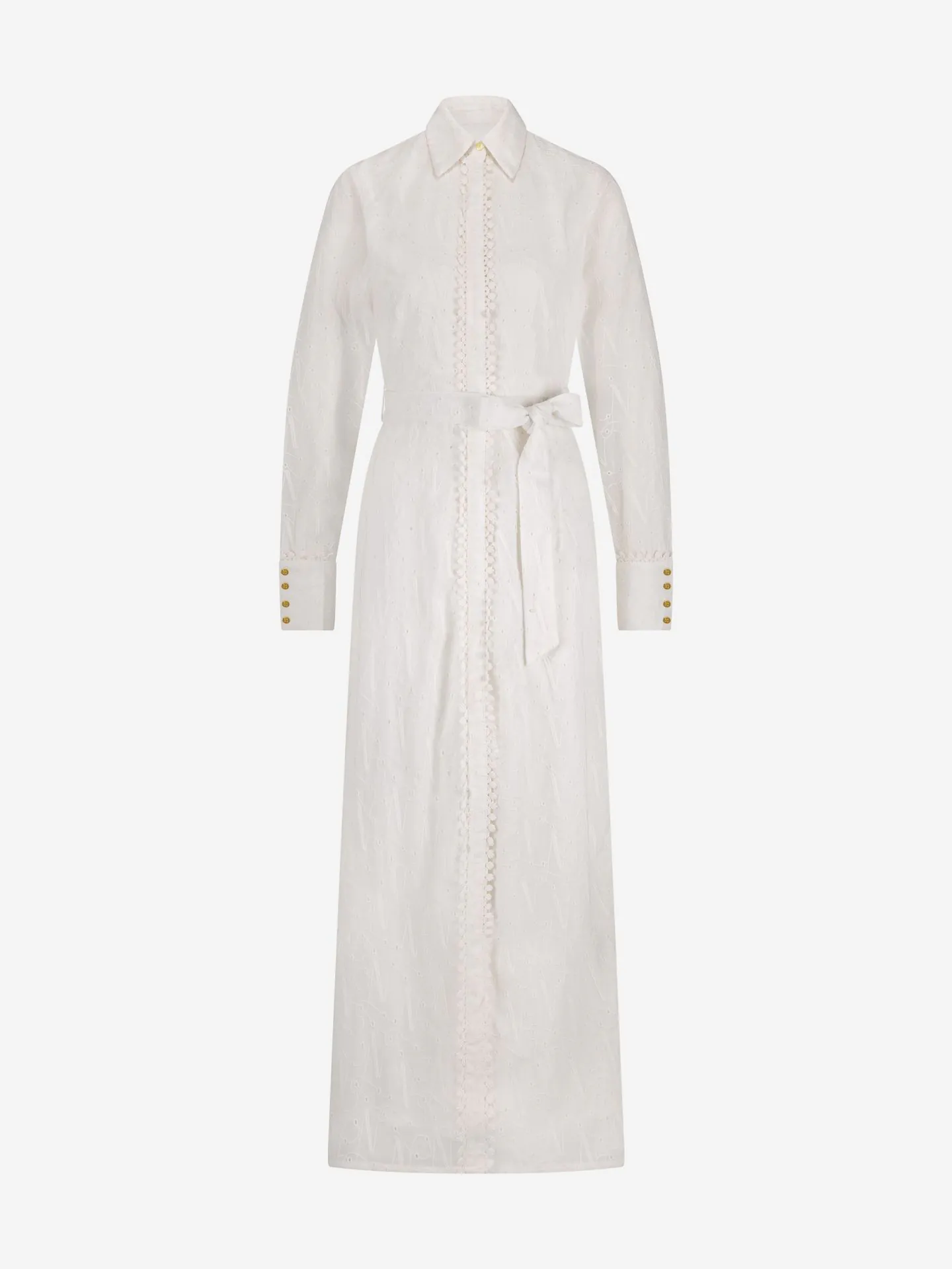 Nikkie Maxi Blousejurk Van Broderie Anglaise Met Strikceintuur