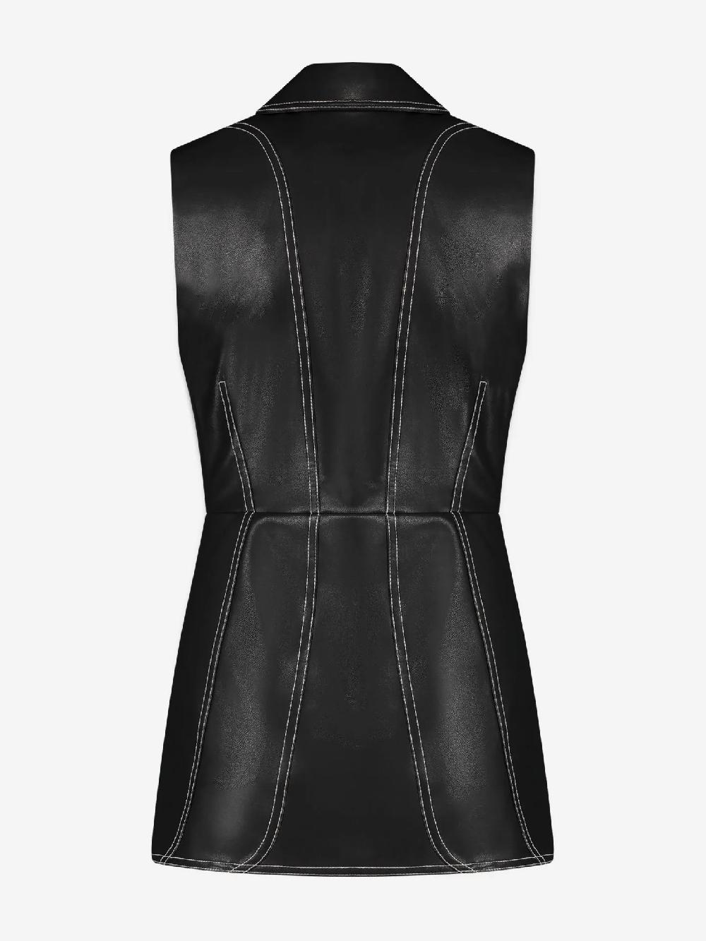 Nikkie Mouwloos Gilet Van Imitatieleer Met Witte Stiksels