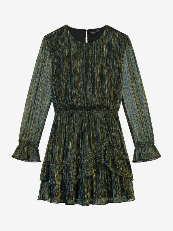 nikkie A-lijn glitter jurk met uitlopende mouwen