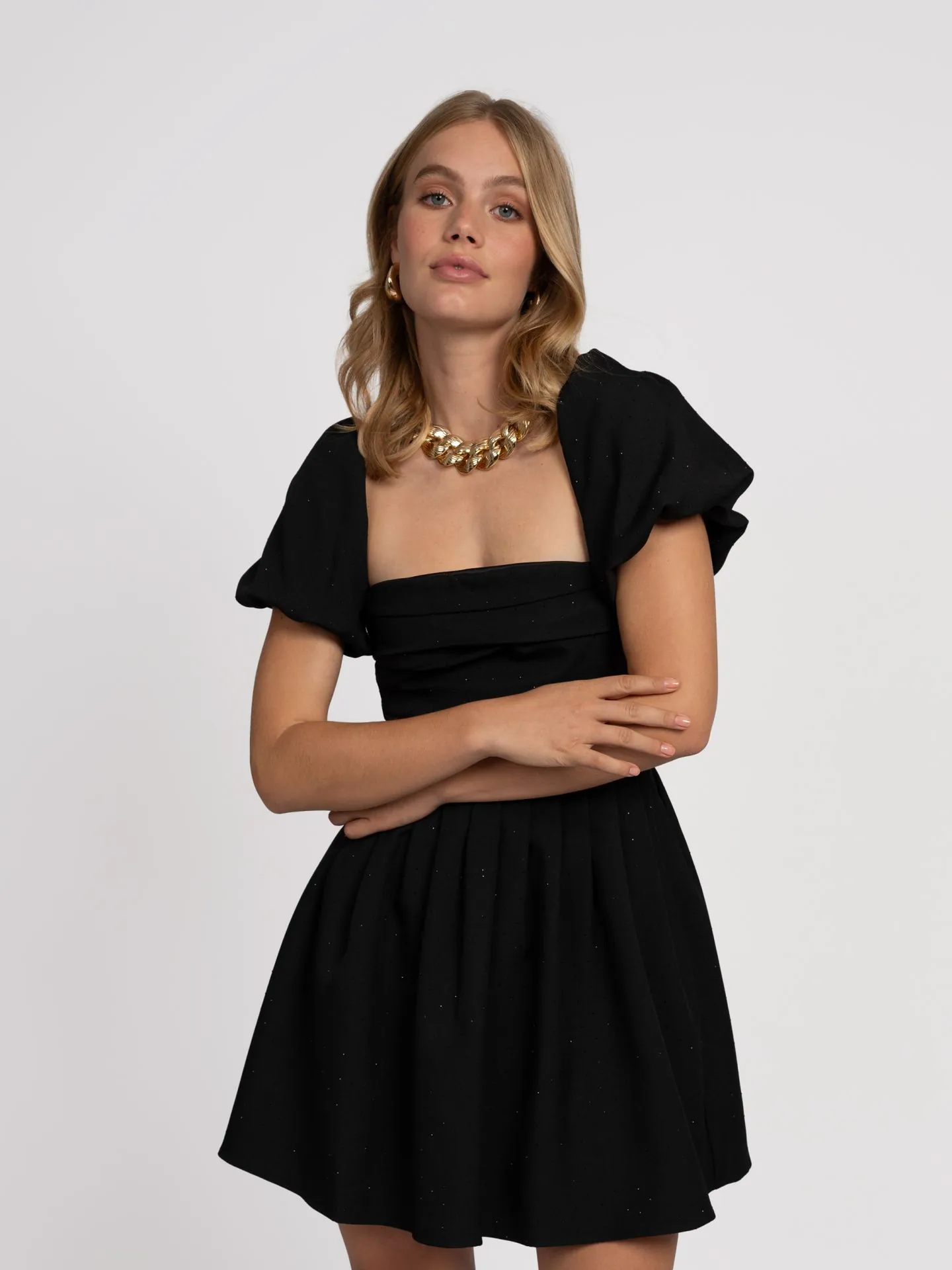 Nikkie A-lijn Jurk Met Glitters En Pofmouwen