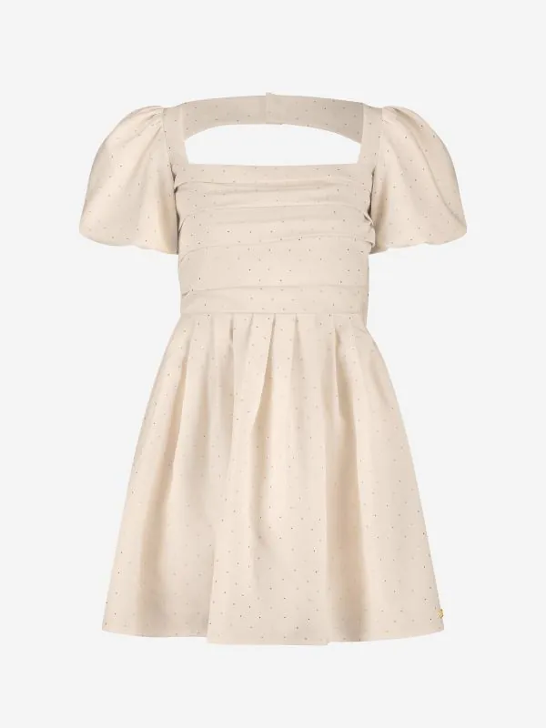 nikkie A-lijn jurk met glitters en pofmouwen