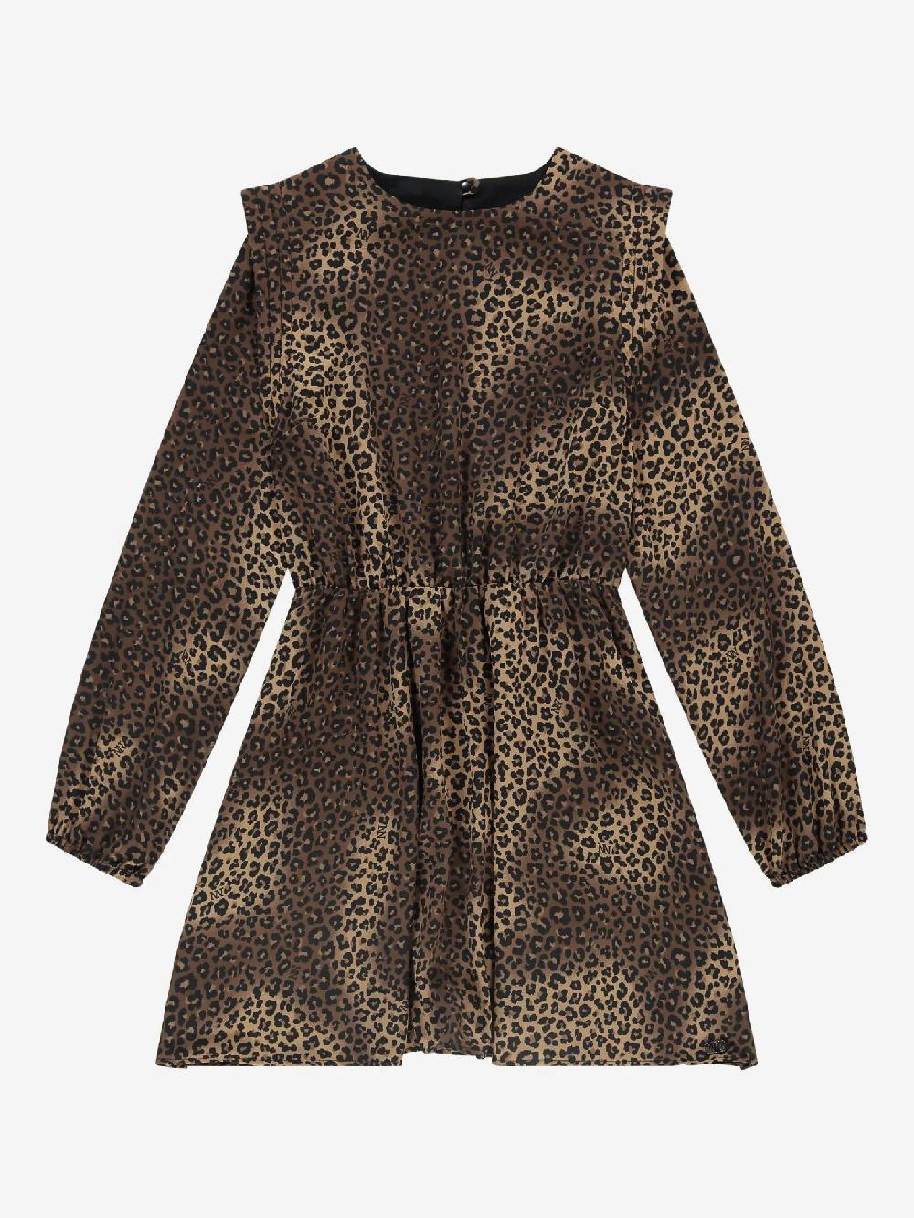 Nikkie A-lijn Jurk Met Panterprint En Ballonmouwen