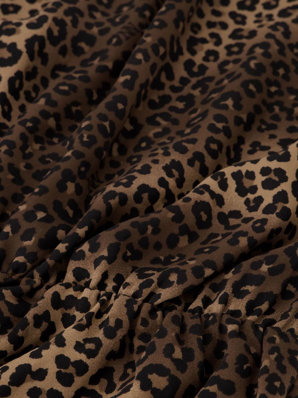 Nikkie A-lijn Jurk Met Panterprint En Ballonmouwen