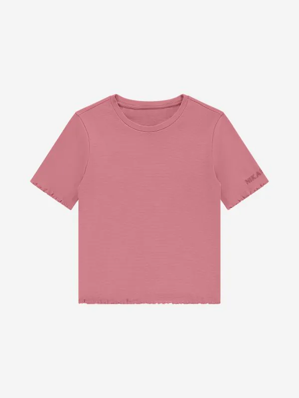 nikkie Aansluitend T-shirt met ruches en logo