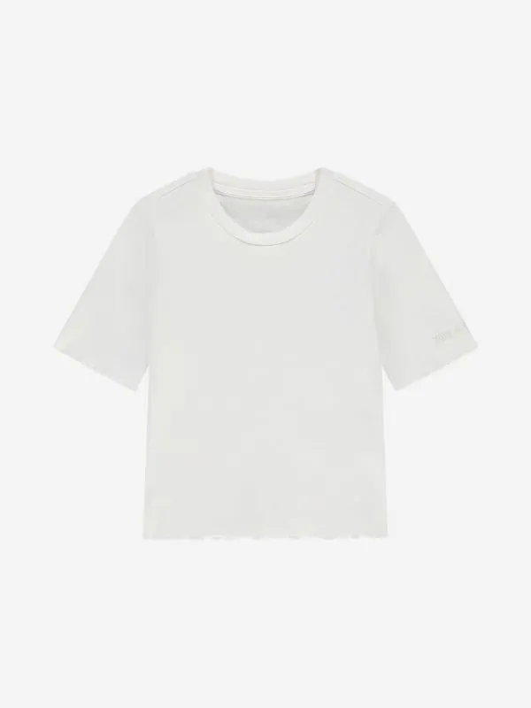 nikkie Aansluitend T-shirt met ruches en logo