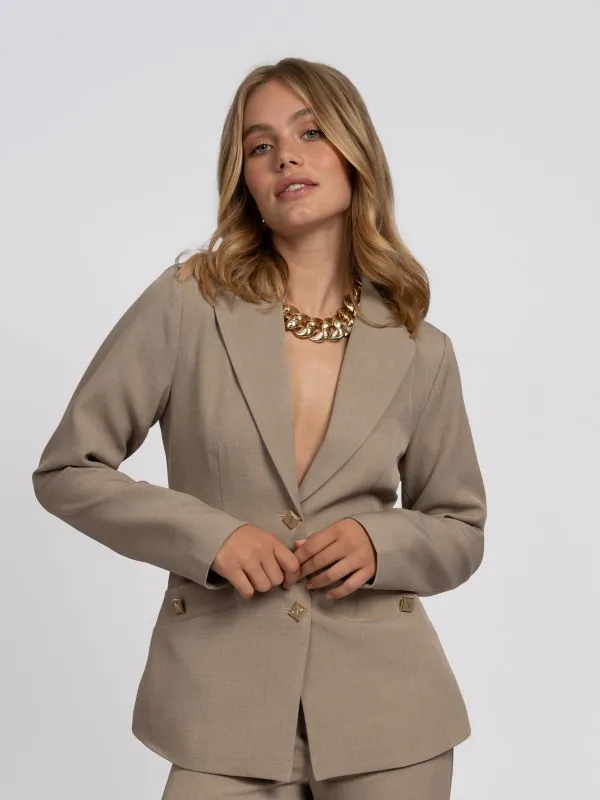 nikkie Aansluitende gemêleerde blazer