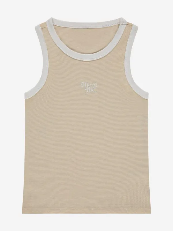 nikkie Aansluitende tank top met logo en biezen