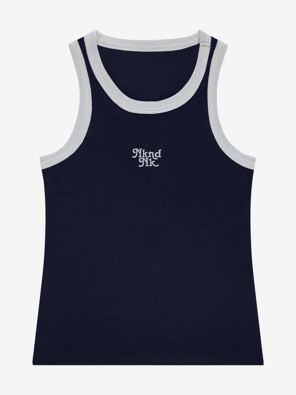 nikkie Aansluitende tank top met logo en biezen