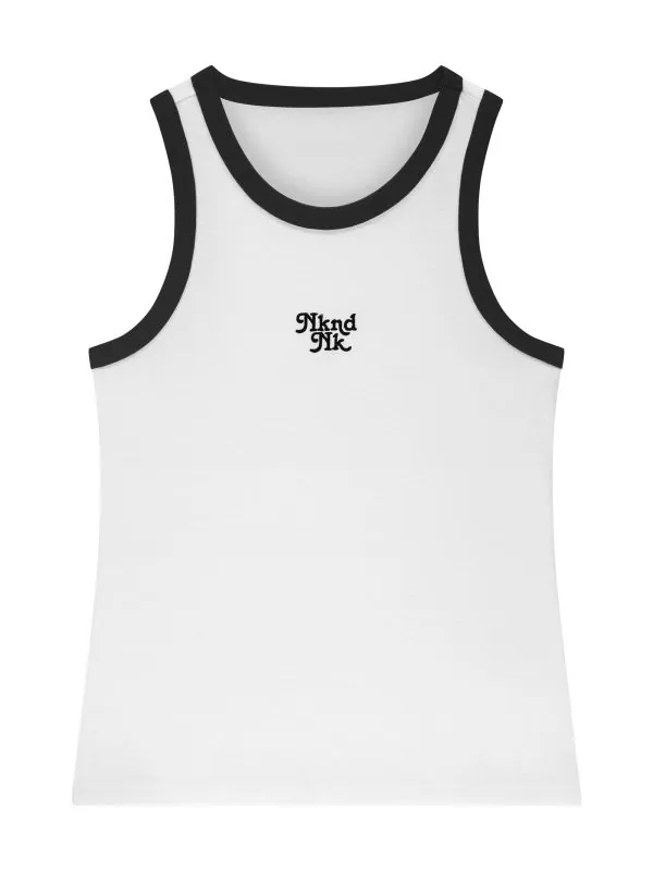 nikkie Aansluitende tank top met logo en biezen