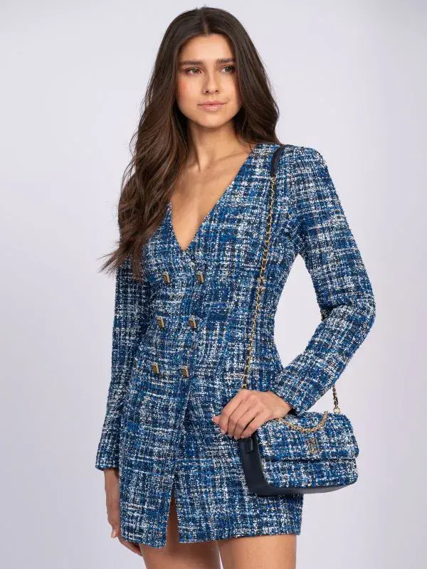 Nikkie Aansluitende Tweed Jurk