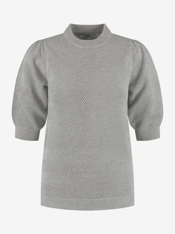 nikkie Ajour gebreide top met pofmouwen