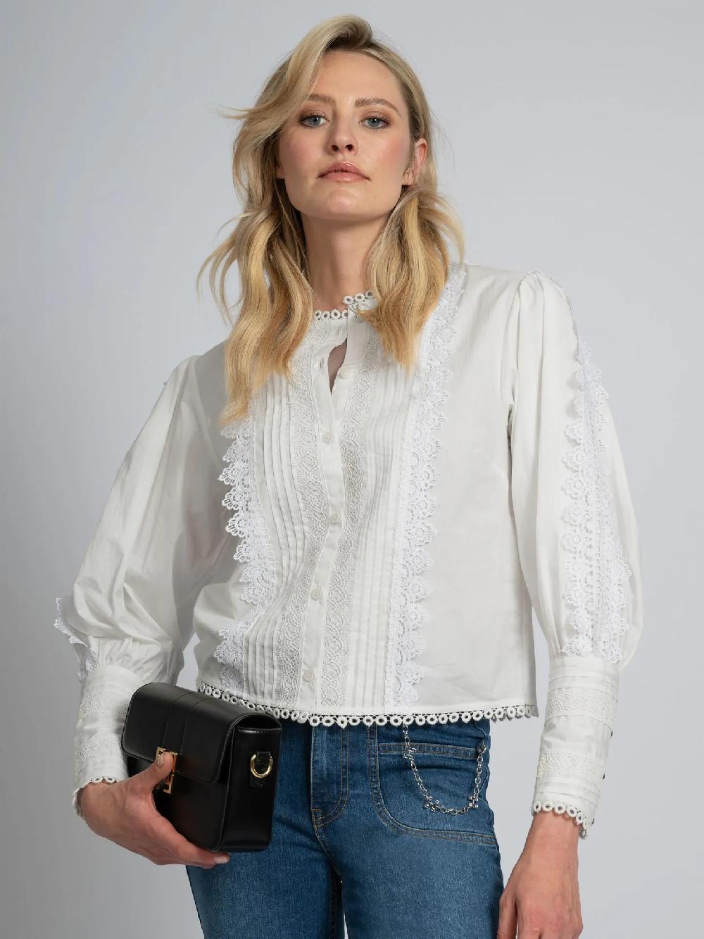 Nikkie Blouse Met Broderie En Ballonmouwen