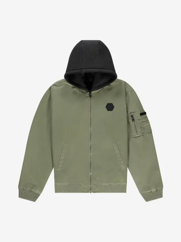 nikkie Bomberjack met capuchon en logo patch