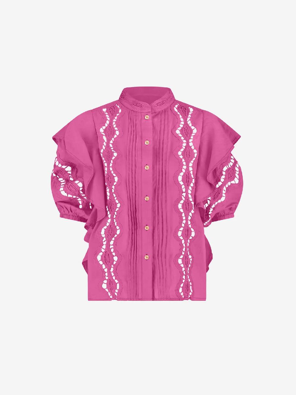 nikkie Broderie anglaise blouse met pofmouwen