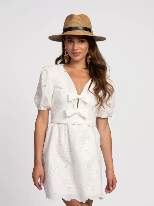 nikkie Broderie anglaise jurk met strikdetails