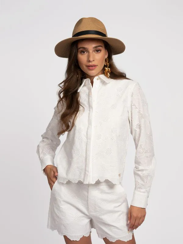 nikkie Broderie anglaise short met bloemmotief