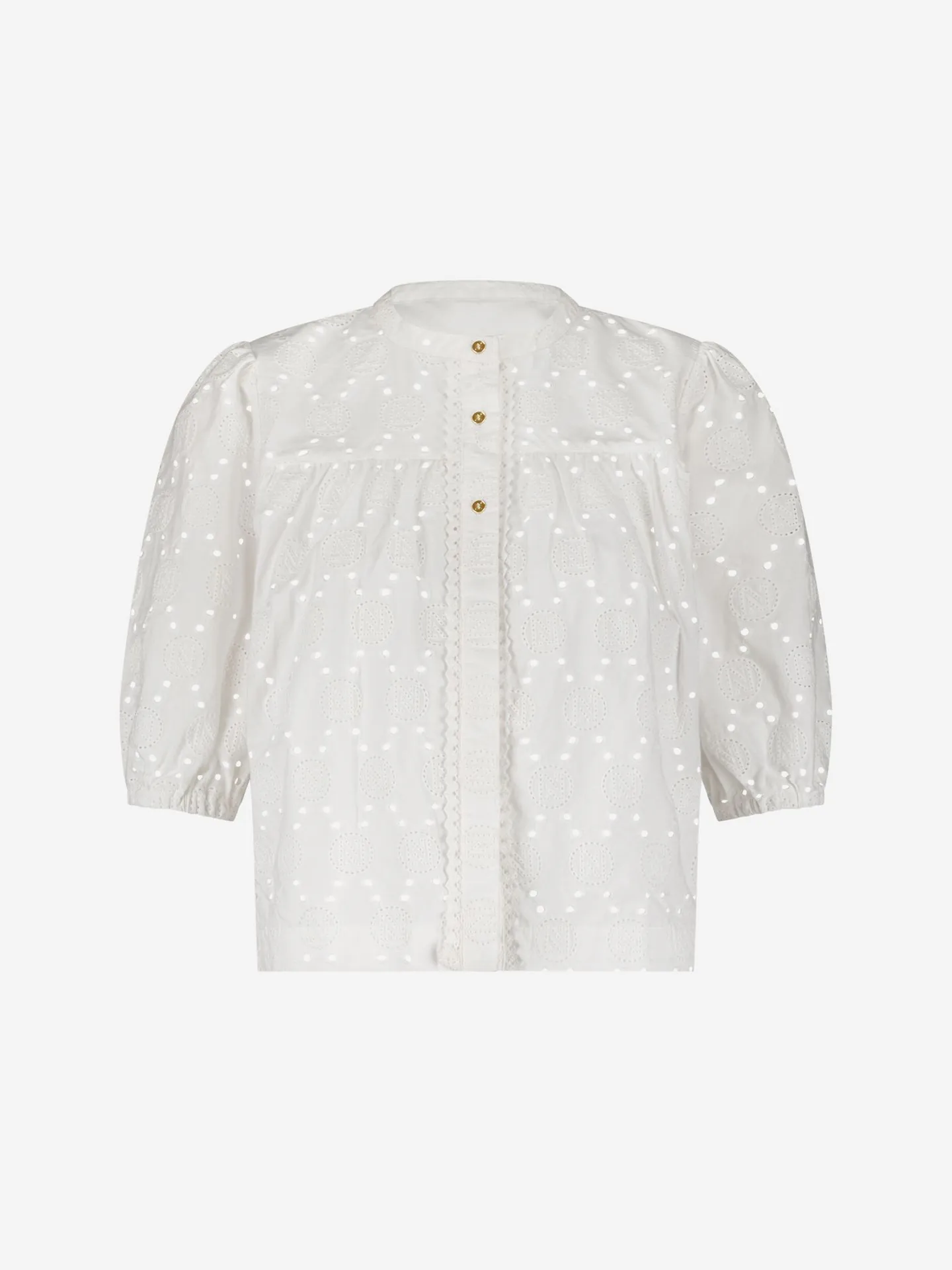 Nikkie Broderie Anglaise Top Met Pofmouwen