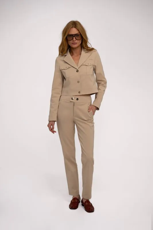 nikkie Broek met rits en decoratieve studs