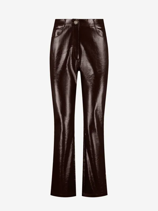 nikkie Broek van imitatieleer met craquelé patroon