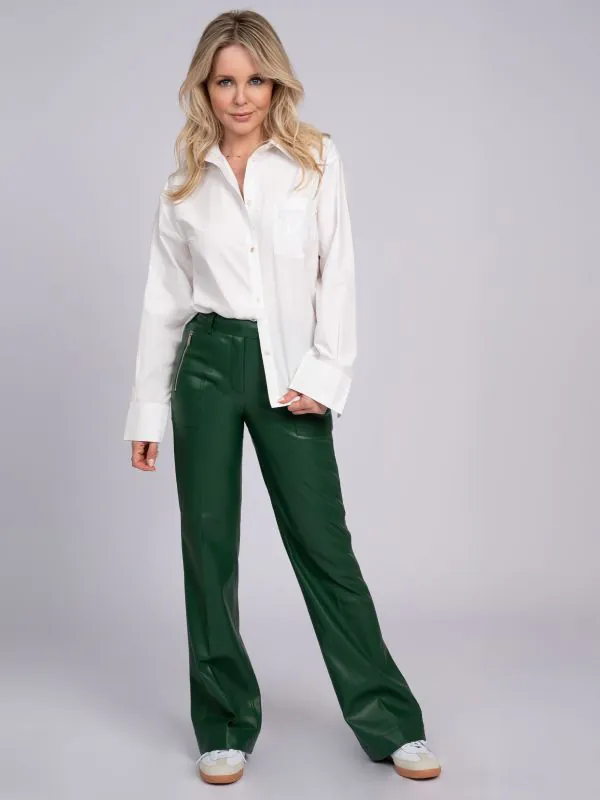 nikkie Broek van imitatieleer met wijde pijpen