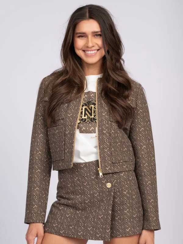 nikkie Cropped jack met logo patroon