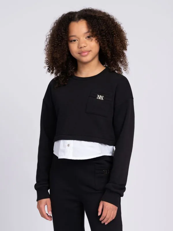 nikkie Cropped sweater met borstzakje