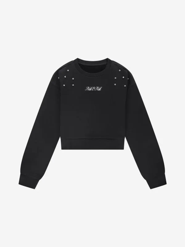 nikkie Cropped sweater met glinsterende studs
