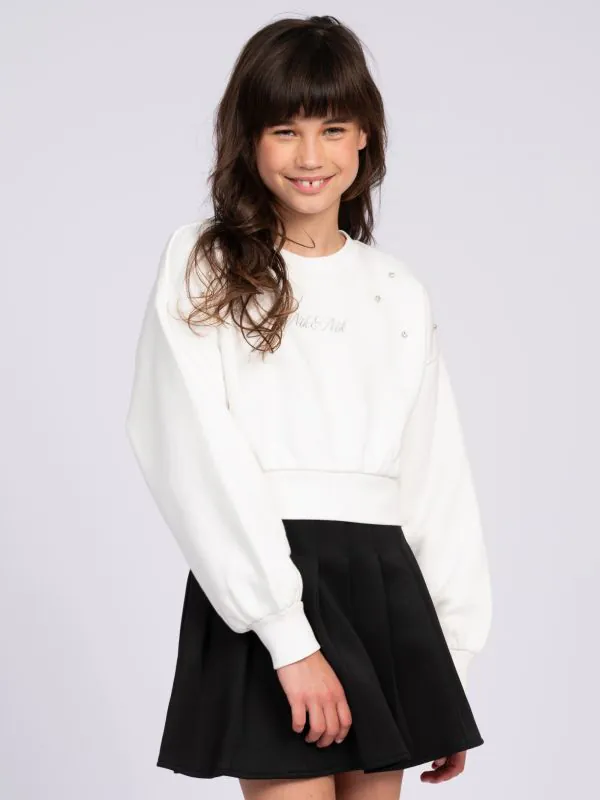 Nikkie Cropped Sweater Met Glinsterende Studs