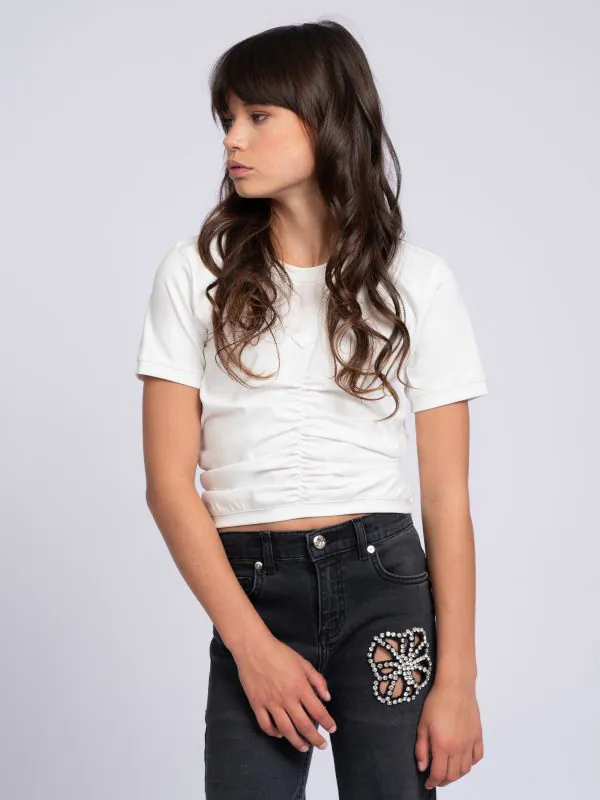 nikkie Cropped T-shirt met gedrapeerd detail