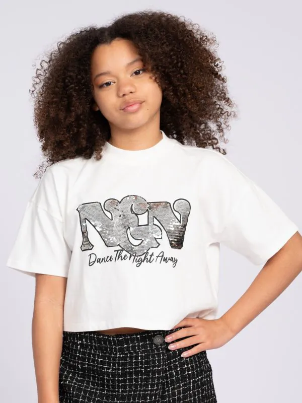 nikkie Cropped T-shirt met pailletten NIK&NIK logo
