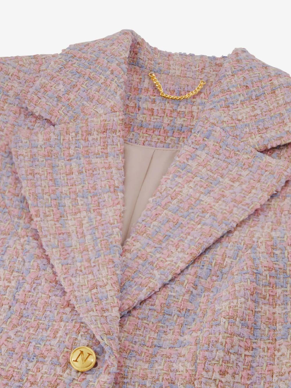 Nikkie Cropped Tweed Blazer Met Glitterdraadje