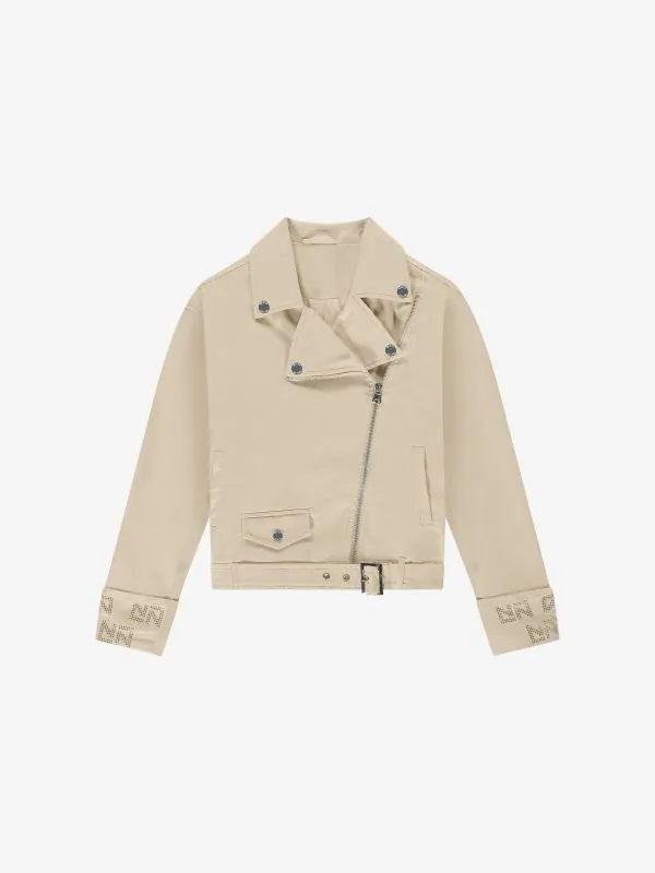 nikkie Denim bikerjack met strass logo's
